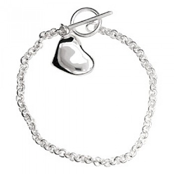 4mm Round Links Bracelet with Heart Charm