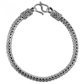 8" (20cms) Square Thai Chain Silver Bracelet - 3.5mm Wide