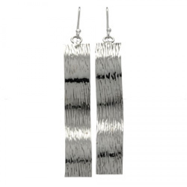 Liquid Wave Silver Earrings - 65mm Long