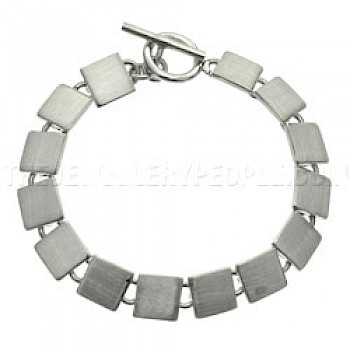 Antique-Finish Squares Silver Bracelet