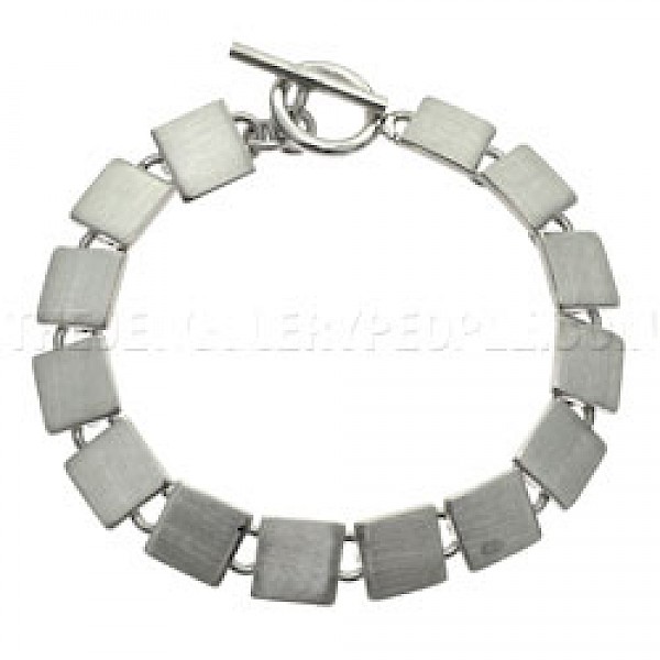 Antique-Finish Squares Silver Bracelet