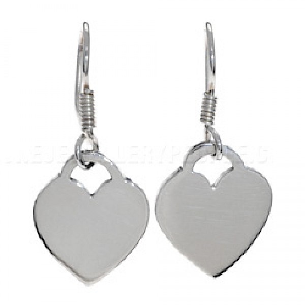 Lock Heart Silver Earrings - 16.5mm Wide