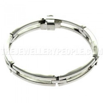 Long Bar Links Silver Bracelet
