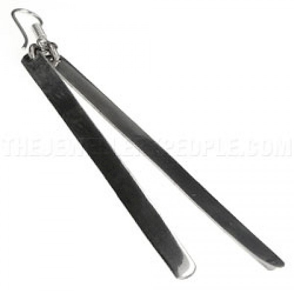 Long Double Drop Silver Earrings - 75mm Long