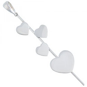 Long Heart Silver Pendant - PT064