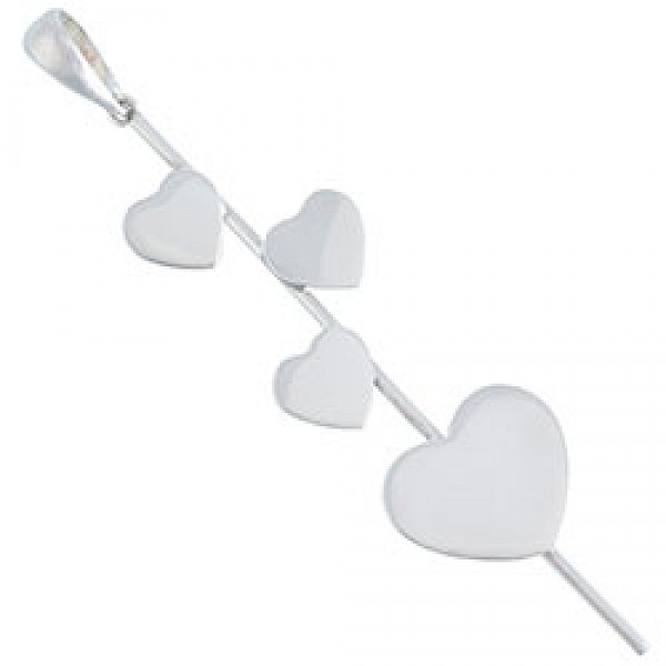 Long Heart Silver Pendant - PT064