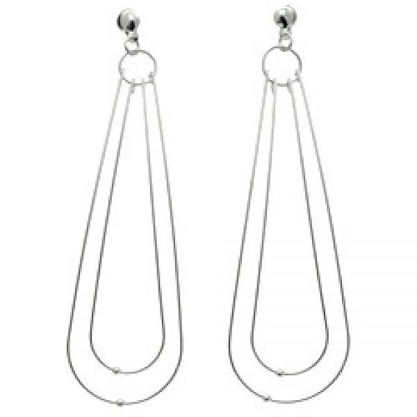 Long Loops Silver Earrings - 80mm Long