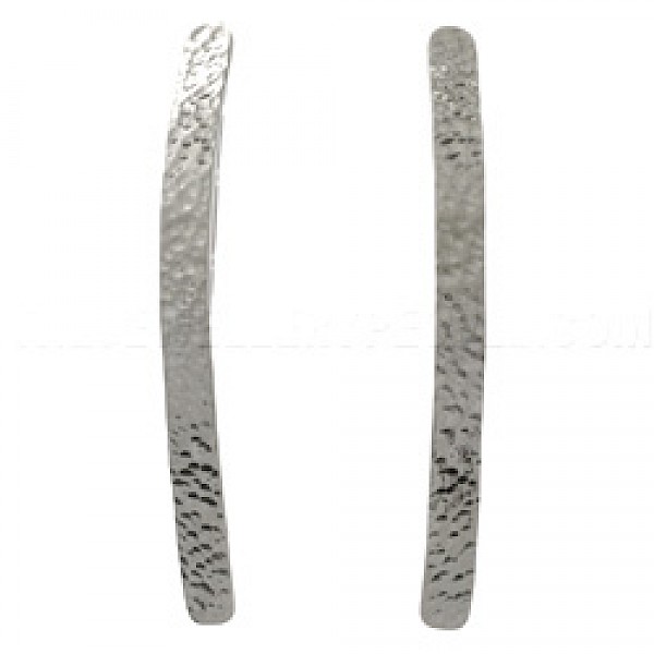 Long Strip Hammered Silver Earrings - 85mm Long