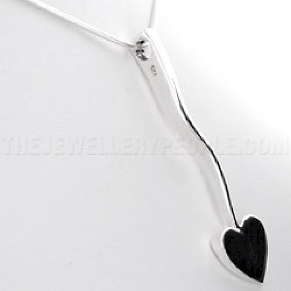 Long Wiggle Heart Silver Pendant - PT017