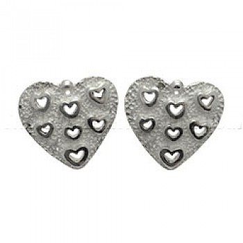 Many Hearts Silver Earrings - 19mm Wide