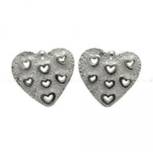 Many Hearts Silver Earrings - 19mm Wide
