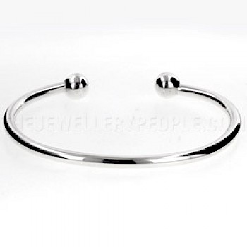 Plain Silver Torque Bangle - Medium - Large 3.4mm Solid