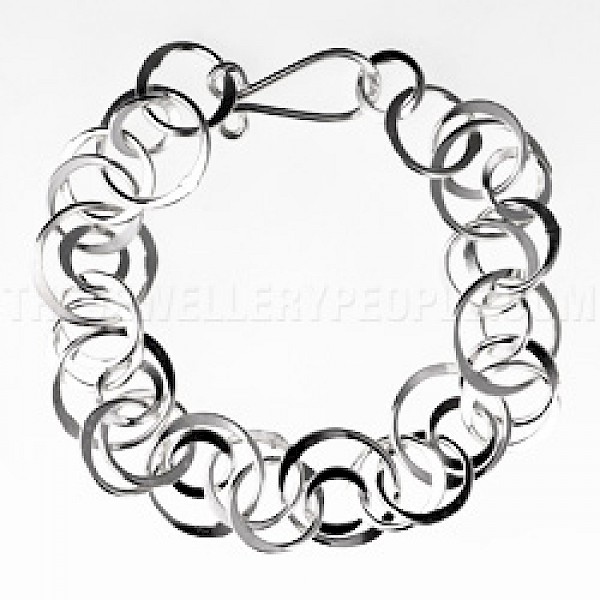 Mixed Circles Silver Bracelet - 8" Long - BT203