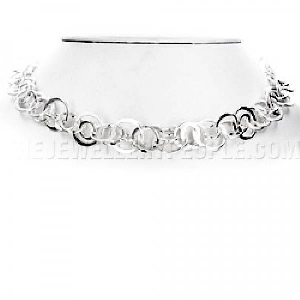 Mixed Circles Silver Necklace - 18" Long
