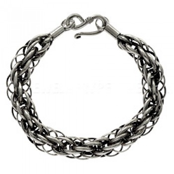 Multi Circle Links Oxidised Silver Bracelet