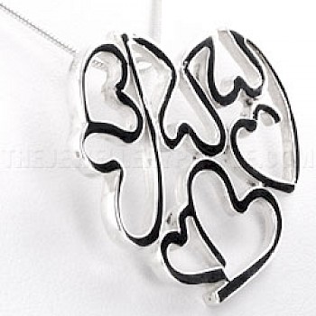 Multi Cut Out Heart Silver Pendant - PT282
