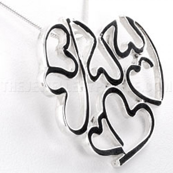 Multi Cut Out Heart Silver Pendant