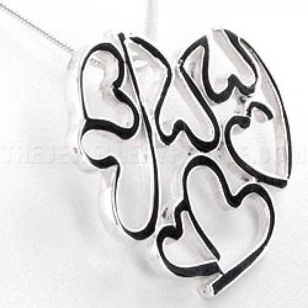 Multi Cut Out Heart Silver Pendant - PT282