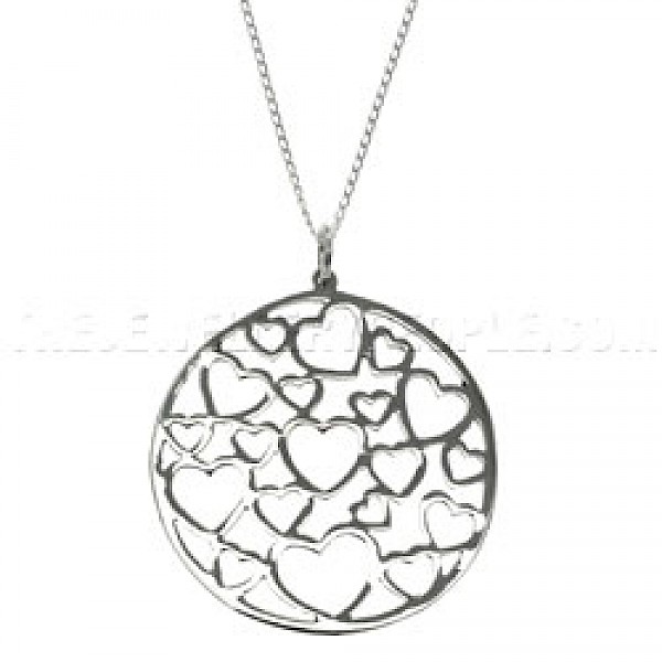Multi Heart Disc Silver Pendant - PT183
