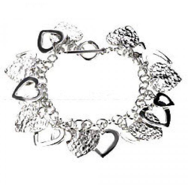 Multi Heart Silver Charm Bracelet