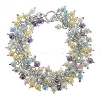Multi Pearl Bead & Silver Bracelet