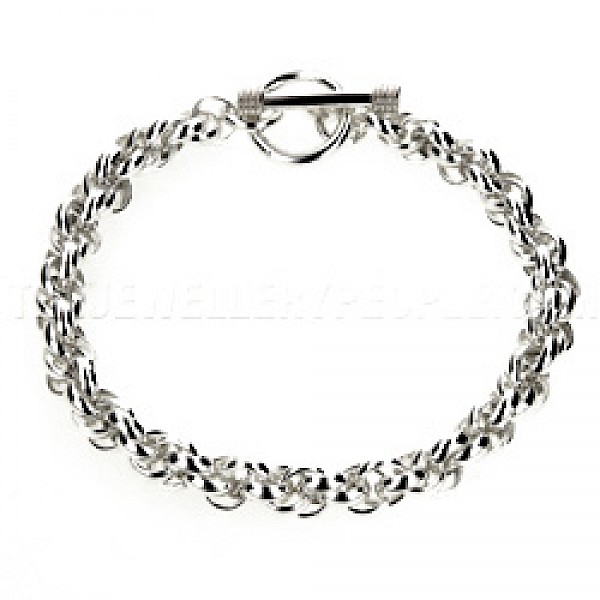 Multi Ring Silver Chain Bracelet