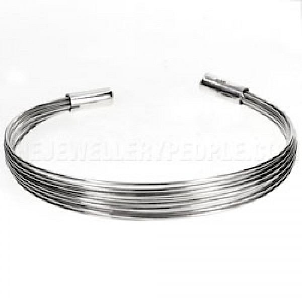 Multi Strand Open Silver Bangle - 6mm Wide