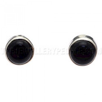 Onyx & Silver Stud Earrings - 5mm