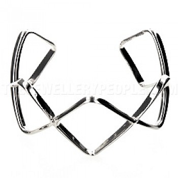 Open Diamonds Silver Bangle - BA676