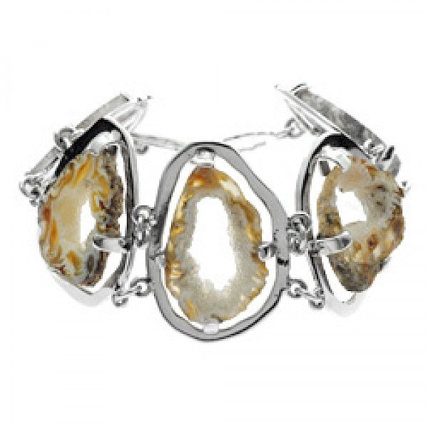 Open Geode & Silver Bracelet