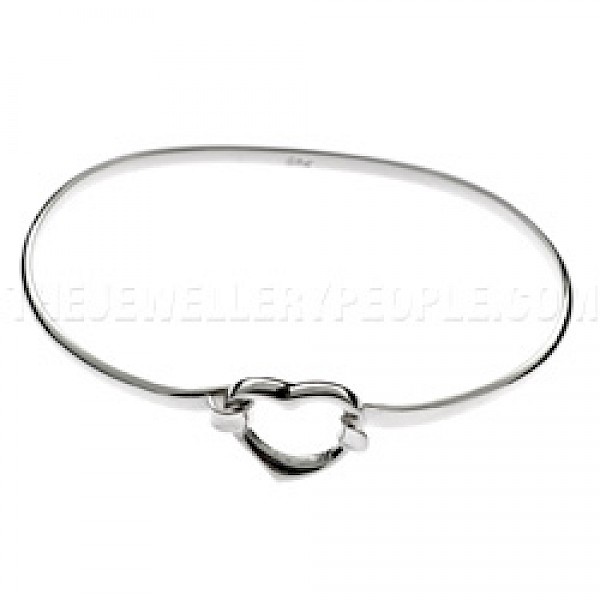Open Heart Catch Silver Childs' Bangle