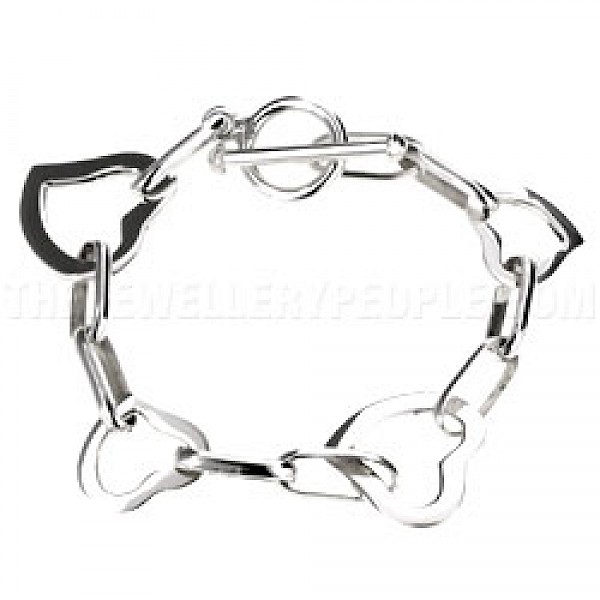 Open Heart Link Silver Bracelet