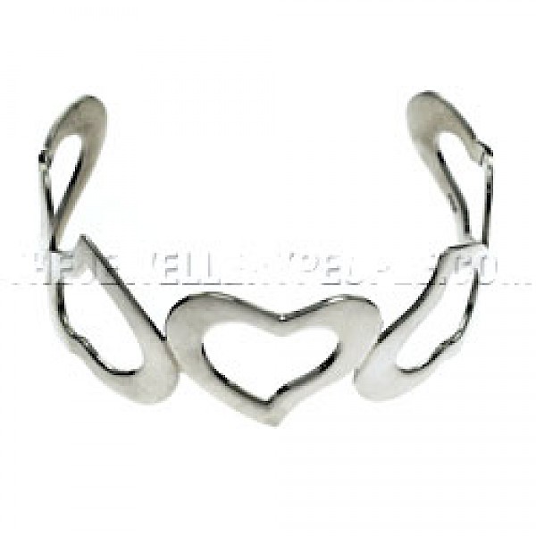 Open Heart Silver Bangle - 25mm Wide