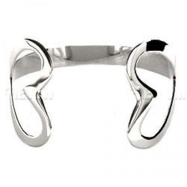 Open Heart Silver Cuff Bangle - 42mm Heart