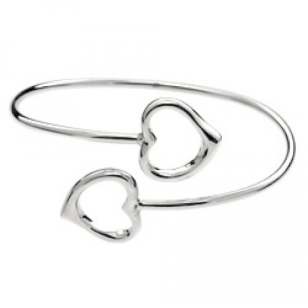Open Hearts Silver Torque Bangle