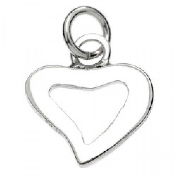 Open Wavy Heart Silver Charm