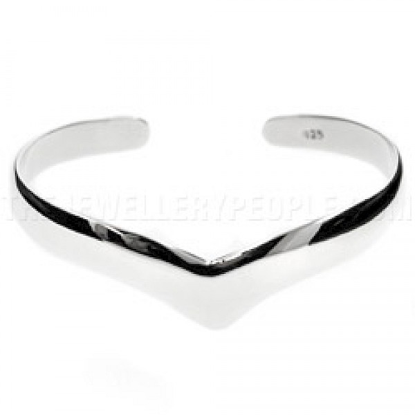 Open Wishbone Silver Bangle - 12mm Wide