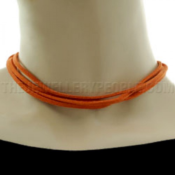 Orange Suede Necklace - Four Strands