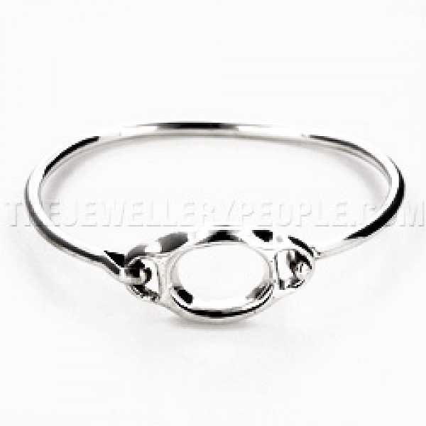 Oval Catch Silver Bangle - 3mm Solid