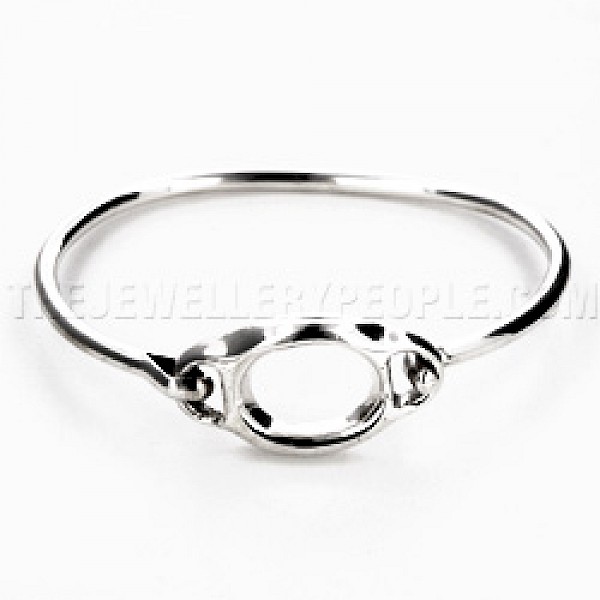 Oval Catch Silver Bangle - 3mm Solid