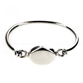 Oval Catch Silver Childs' Bangle