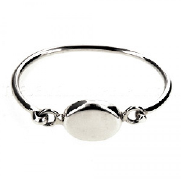 Oval Catch Silver Childs' Bangle