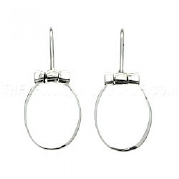 Oval Disc Silver Earrings - 26mm Long