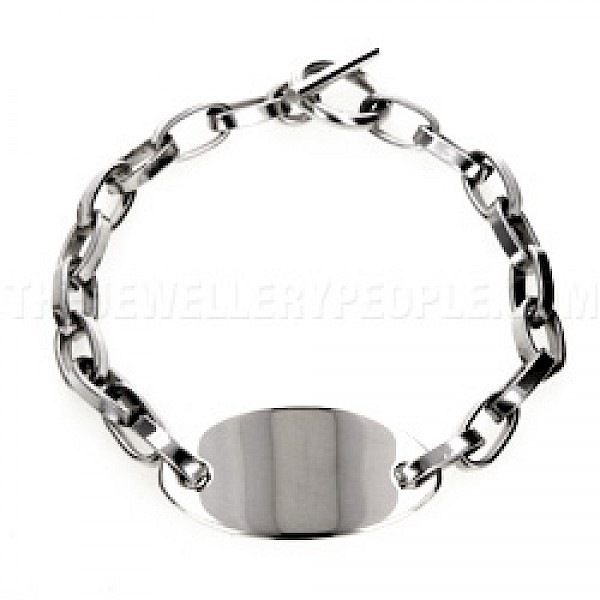 Oval ID Silver Bracelet - 18mm Wide