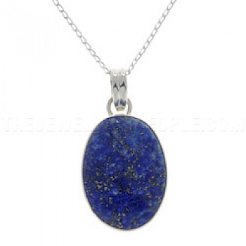 Oval Lapis Lazuli & Silver Pendant - 45mm - CD105