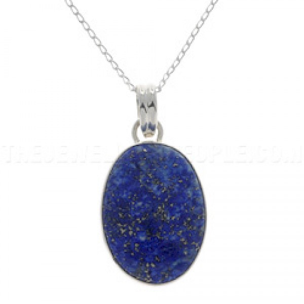 Oval Lapis Lazuli & Silver Pendant - 45mm - CD105