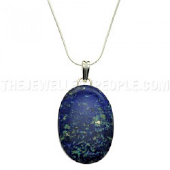 Oval Lapis Lazuli & Silver Pendant - 50mm -CD018