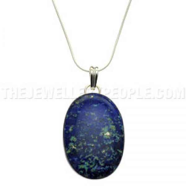 Oval Lapis Lazuli & Silver Pendant - 50mm -CD018