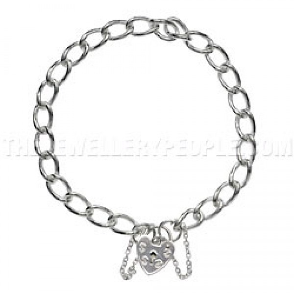 Girls Lock Silver Bracelet - Oval - BT344