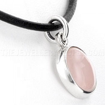 Oval Rose Quartz & Silver Pendant - 20mm - PT413